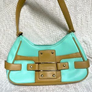 Liz Claiborne turquoise and tan shoulder bag